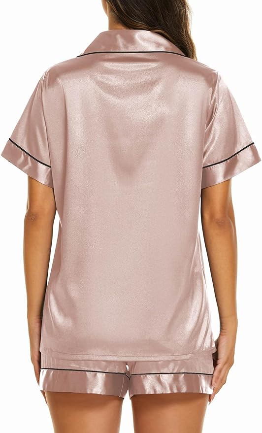 Silky Button Down Short Sleeve Pajamas